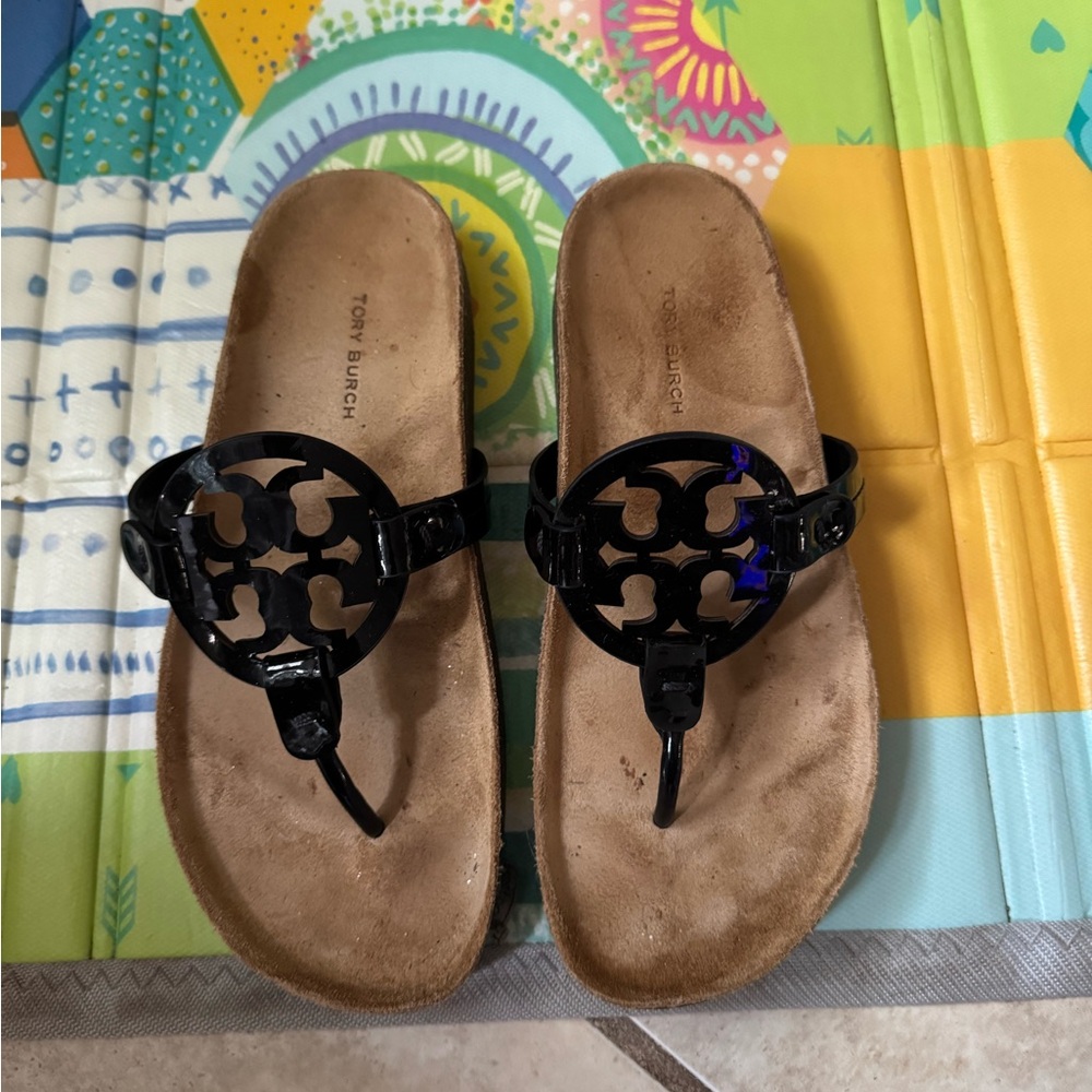 Tory Burch Black Patent Sandals